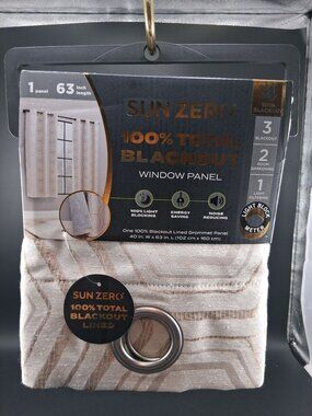 Sun Zero 100% Total Blackout Lined Window Panel 40" x 63" Taupe